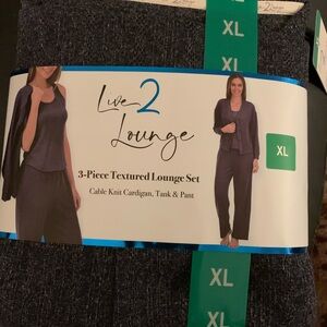 New Live2Lounge Women's 3 Piece Textured Cable Knit Lounge Set Size XL